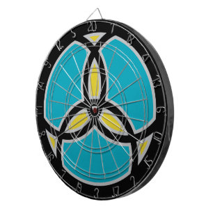 Jesus Fish Trinity Stained Glass - teal Dartboard