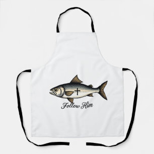 Jesus Fish Vintage Engraving Christian Shirt (1) Apron