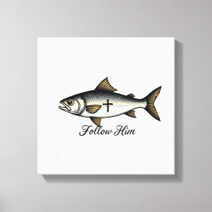 Jesus Fish Vintage Engraving Christian Shirt (1) Canvas Print