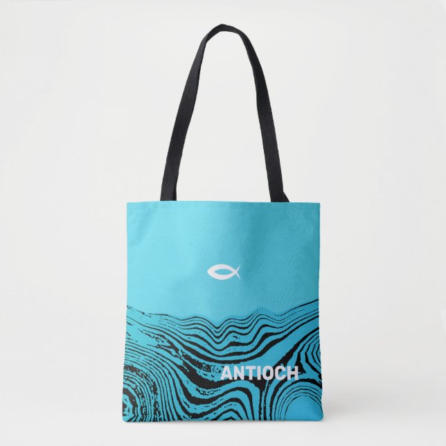 Jesus Fish Wavy Waters Tote Bag (Front)