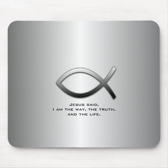 Jesus Fish With Personalised Bible Verse Mouse Mat (Front)