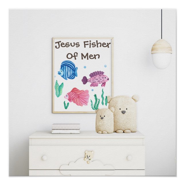 Jesus Fisher Of Men Colourful Fishes Nursery Poster (Front)