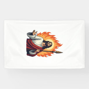 Jesus Flame Of Truth Vintage Engraving Tee Banner