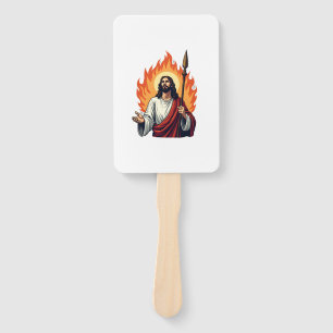 Jesus Flame Of Truth Vintage Engraving Tee Hand Fan