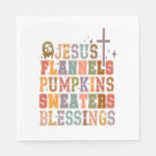 Jesus Flannels Pumpkins Sweaters Blessings Napkin