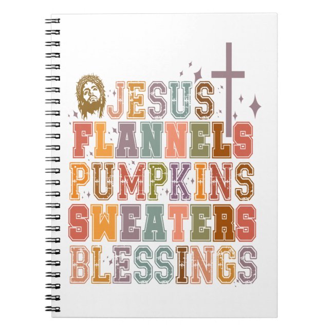 Jesus Flannels Pumpkins Sweaters Blessings Notebook (Front)