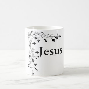 JESUS FLORAL CORNER BORDER COFFEE MUG