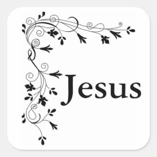 JESUS FLORAL CORNER BORDER SQUARE STICKER