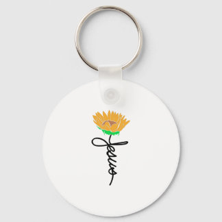 Jesus Flower God Church Christian Catholic Christi Key Ring