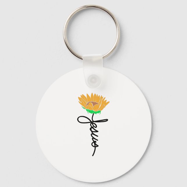 Jesus Flower God Church Christian Catholic Christi Key Ring (Front)