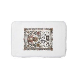 Jesus Folk Art Faith Jesus Folk Art Christian Fait Bath Mat