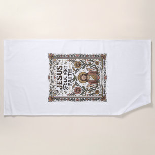 Jesus Folk Art Faith Jesus Folk Art Christian Fait Beach Towel