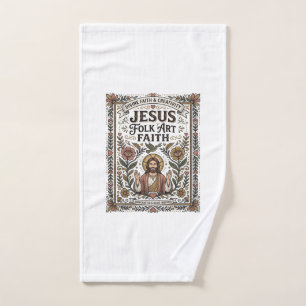 Jesus Folk Art Faith Jesus Folk Art Christian Fait Hand Towel
