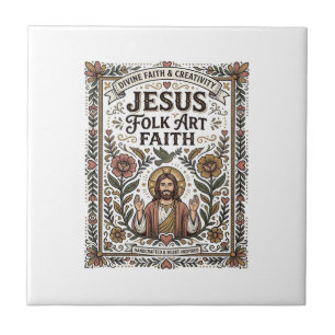 Jesus Folk Art Faith Jesus Folk Art Christian Fait Tile