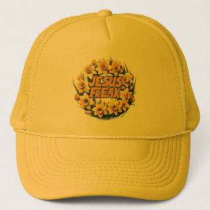 Jesus Freak Daffodil Wreath Illustration Trucker Hat