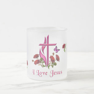 Jesus frosted glass coffee mug