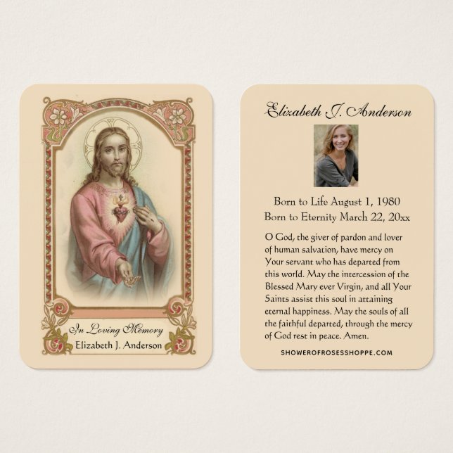 Jesus Funeral Memorial Prayer Holy Card (Front & Back)