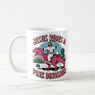 Jesus Funny Memes, Jesus Rides A Pink Dinosaurs Coffee Mug