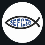Jesus Gefilte Fish - Jewish Passover Humour Classic Round Sticker<br><div class="desc">Funny Jewish Humour Gefilte Fish T-Shirts & Gifts For Chanukah,  Passover,  or any Jewish Holiday.</div>