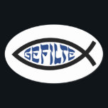 Jesus Gefilte Fish - Jewish Passover Humour Oval Sticker<br><div class="desc">Funny Jewish Humour Gefilte Fish T-Shirts & Gifts For Chanukah,  Passover,  or any Jewish Holiday.</div>