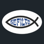 Jesus Gefilte Fish - Jewish Passover Humour Oval Sticker<br><div class="desc">Funny Jewish Humour Gefilte Fish T-Shirts & Gifts For Chanukah,  Passover,  or any Jewish Holiday.</div>
