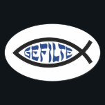 Jesus Gefilte Fish - Jewish Passover Humour Oval Sticker<br><div class="desc">Funny Jewish Humour Gefilte Fish T-Shirts & Gifts For Chanukah,  Passover,  or any Jewish Holiday.</div>