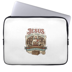 Jesus General Store Label Jesus General Store Chri Laptop Sleeve