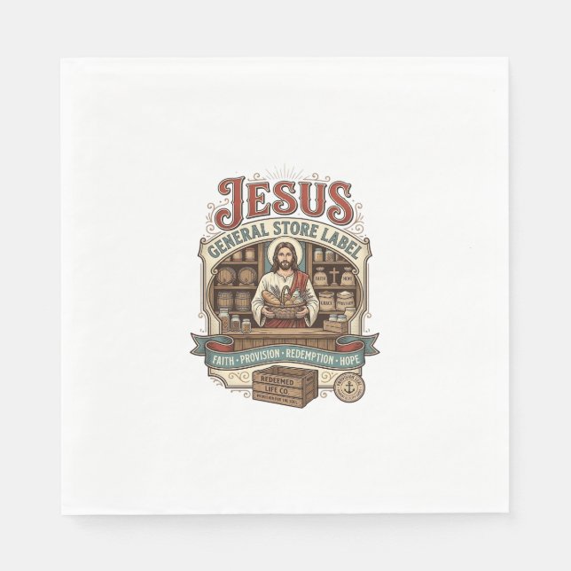 Jesus General Store Label Jesus General Store Chri Napkin (Front)