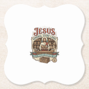 Jesus General Store Label Jesus General Store Chri Paper Coaster