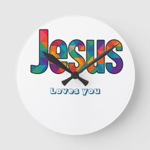 Jesus geometric pattern round clock