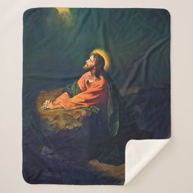 Jesus Gethsemane Agony Garden Mount Olives Hofman Sherpa Blanket (Front)