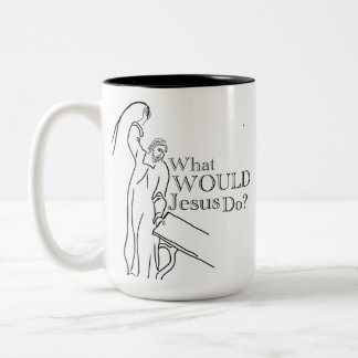 Jesus gets mad Two-Tone coffee mug