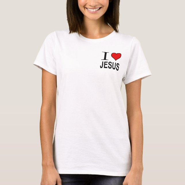 Jesus Gifts I Love Jesus Logo on a jacket T-Shirt (Front)
