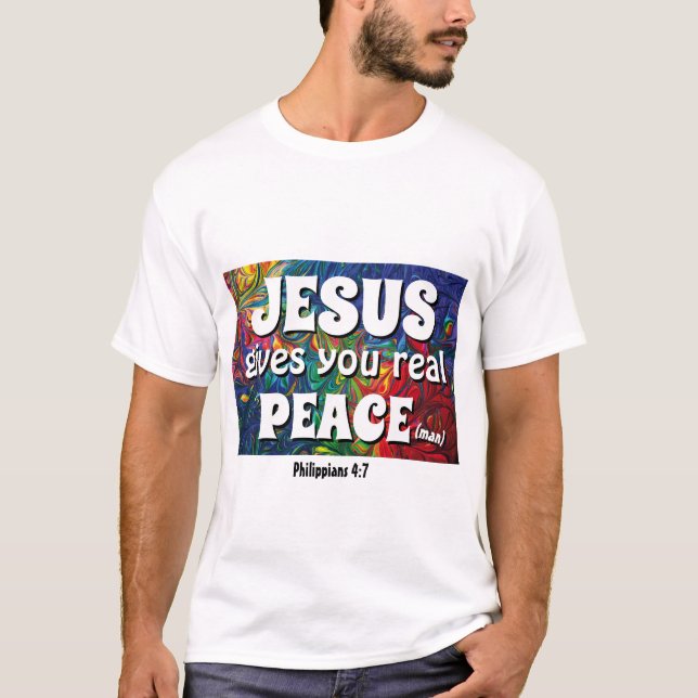 JESUS GIVES YOU REAL PEACE (Man) 50th Anniversary T-Shirt (Front)