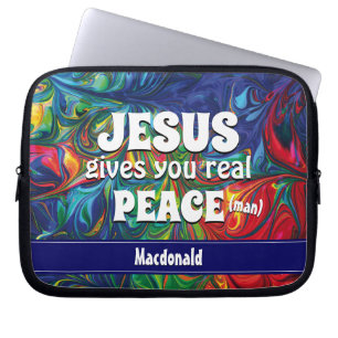 JESUS GIVES YOU REAL PEACE (MAN) Christian Laptop Sleeve