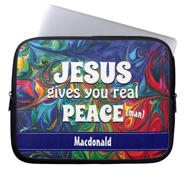 JESUS GIVES YOU REAL PEACE (MAN) Christian Laptop Sleeve (Front)