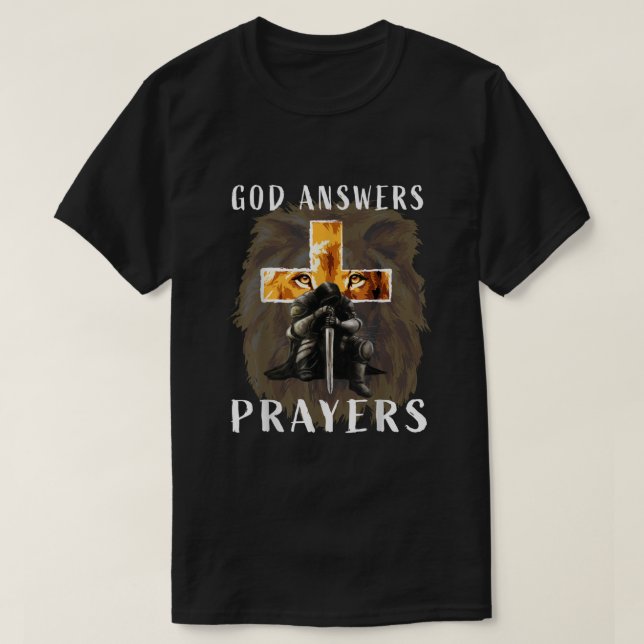 Jesus God Answers Prayers Warrior Men Christian Li T-Shirt (Design Front)