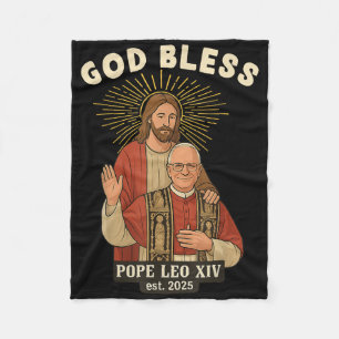 Jesus God Bless Pope Leo Xiv Fleece Blanket