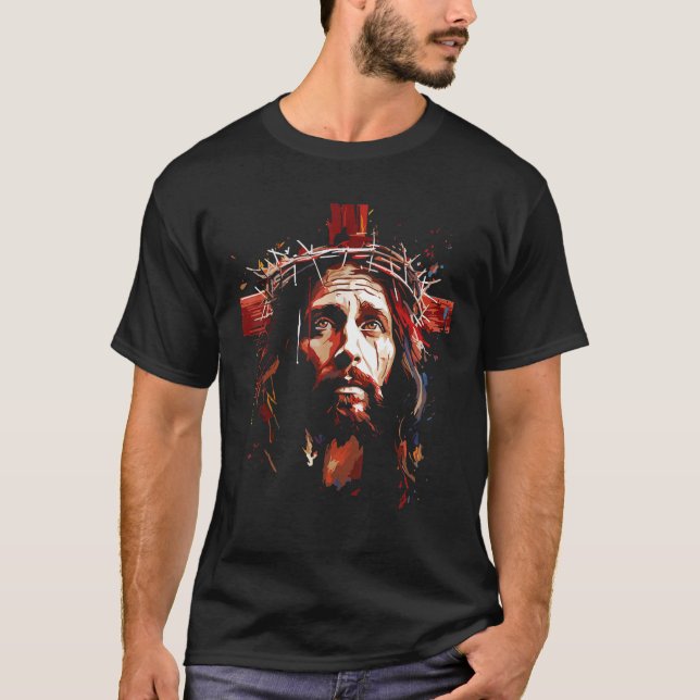 jesus god cross christian colourful artwork christ T-Shirt (Front)