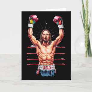 Jesus God Kickboxing Or Boxing Victory Funny Meme Card