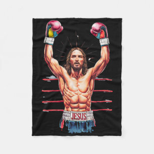 Jesus God Kickboxing Or Boxing Victory Funny Meme Fleece Blanket