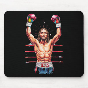 Jesus God Kickboxing Or Boxing Victory Funny Meme Mouse Mat