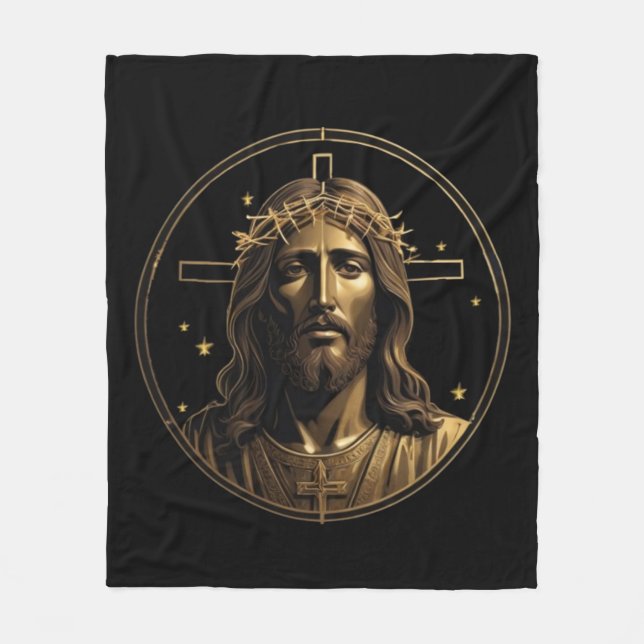 Jesus Gold 1 Fleece Blanket (Front)