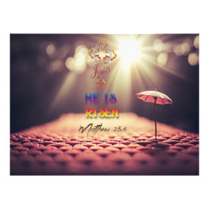 Jesus Golden Cross He Is Risen Matthew 28:6 Photo Print