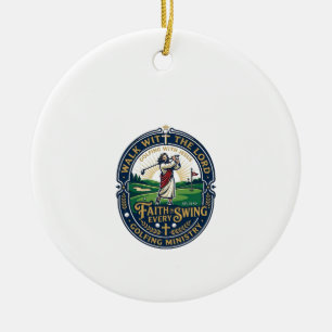 Jesus Golf Shirt Faith Based Design_1 Ceramic Tree Decoration
