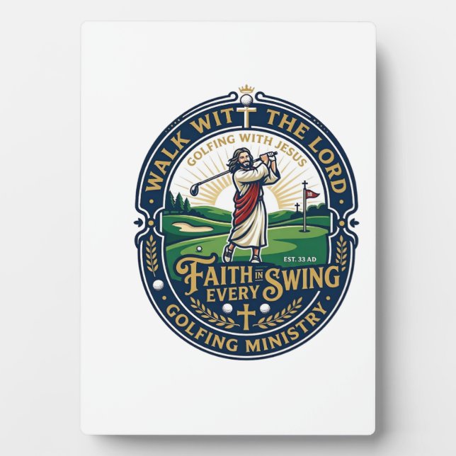 Jesus Golf Shirt Faith Based Design_1 Plaque (Front)