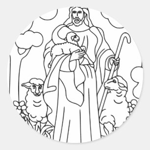 Jesus good shepherd classic round sticker