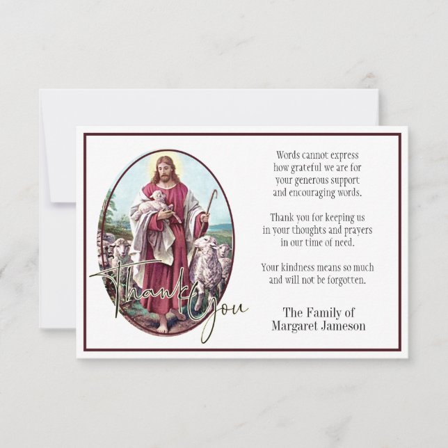 Jesus Good Shepherd Religious Thank You Condolence (Front)
