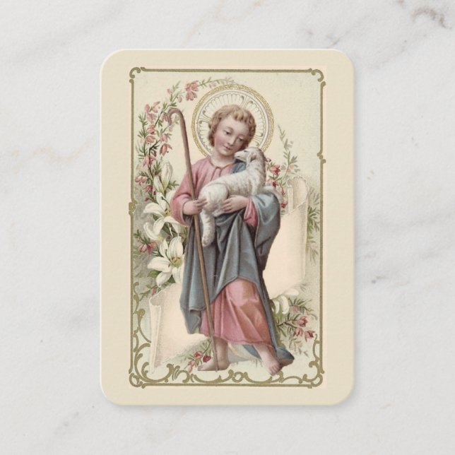 Jesus Good Shepherd Vintage Religious Prayer Place Card (Front)