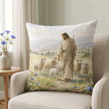 Jesus Good Shepherd Wildflower Watercolor
